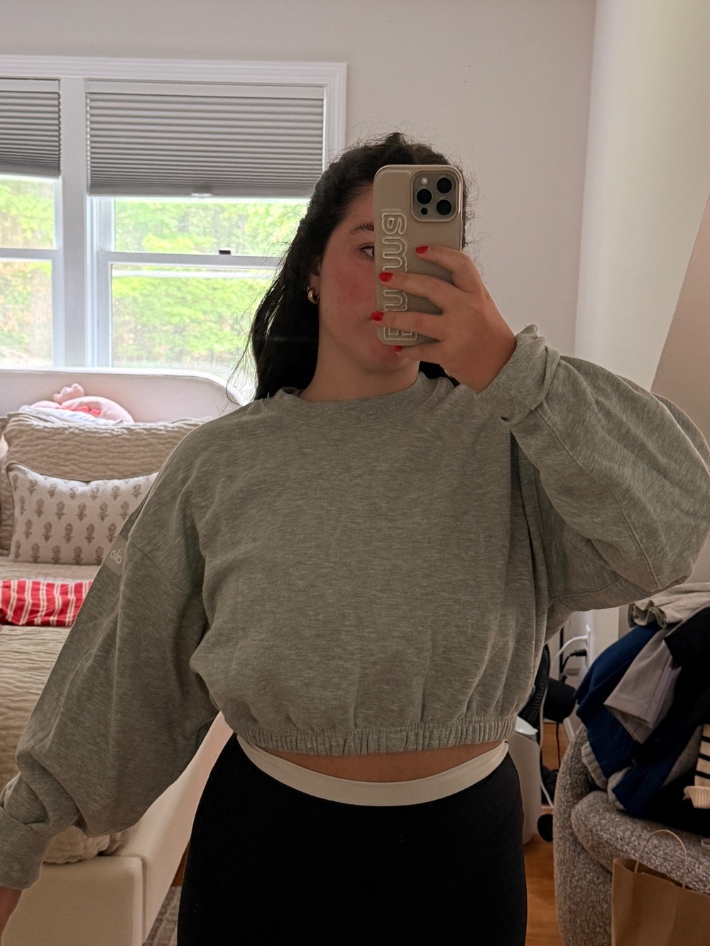 Alo Gray Cropped Sweatshirt